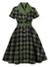 Robe à carreaux vichy avec ceinture et revers boutonnés des années 1950