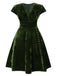 [Grande taille] Robe verte en velours col en V profond années 1940