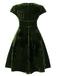 [Grande taille] Robe verte en velours col en V profond années 1940