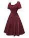 Robe rouge à carreaux col cœur froncée et nœud des années 50