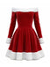 Robe rouge à épaules dénudées en velours de Noël des années 1960