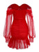 Robe en maille à encolure en cœur et épaules dénudées des années 1960