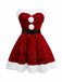 Robe bustier rouge à paillettes et fourrure des années 1960