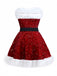 Robe bustier rouge à paillettes et fourrure des années 1960