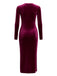 Robe moulante en velours rouge bordeaux avec ceinture à nœud des années 1960