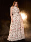 [Grandes taille] Robe longue multicolore col licou roses à bretelles années 1930
