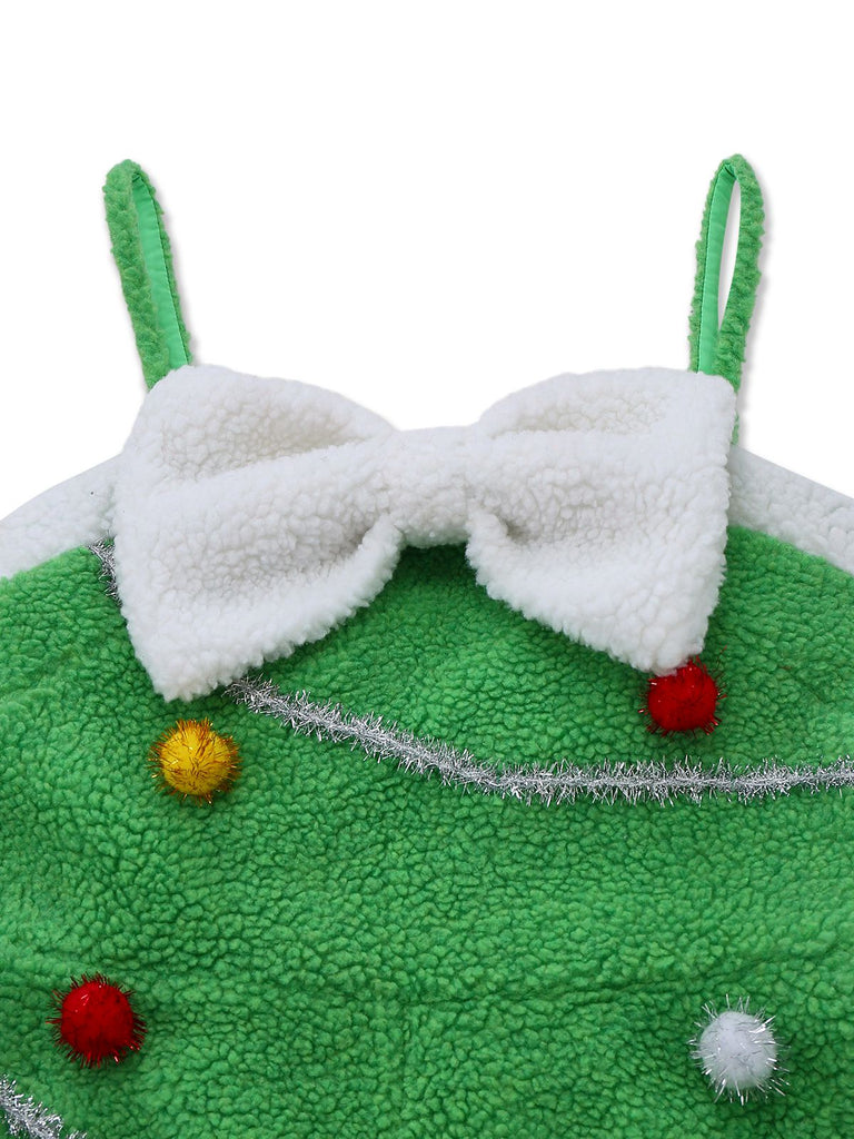 Combinaison verte à pompons style sapin de Noël années 1930