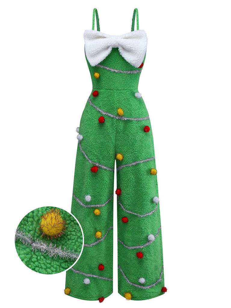 Combinaison verte à pompons style sapin de Noël années 1930