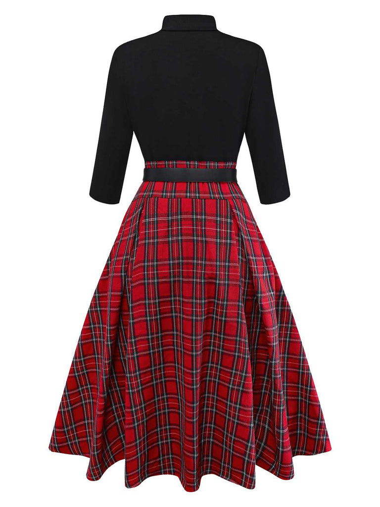 Robe à carreaux Noël et broche flocon de neige années 1950
