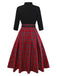 Robe à carreaux Noël et broche flocon de neige années 1950