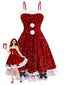 Robe rouge à nœud et sequins ourlet brut années 50