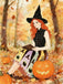 Robe trapèze col noué d'Halloween chapeau de sorcière des années 1950