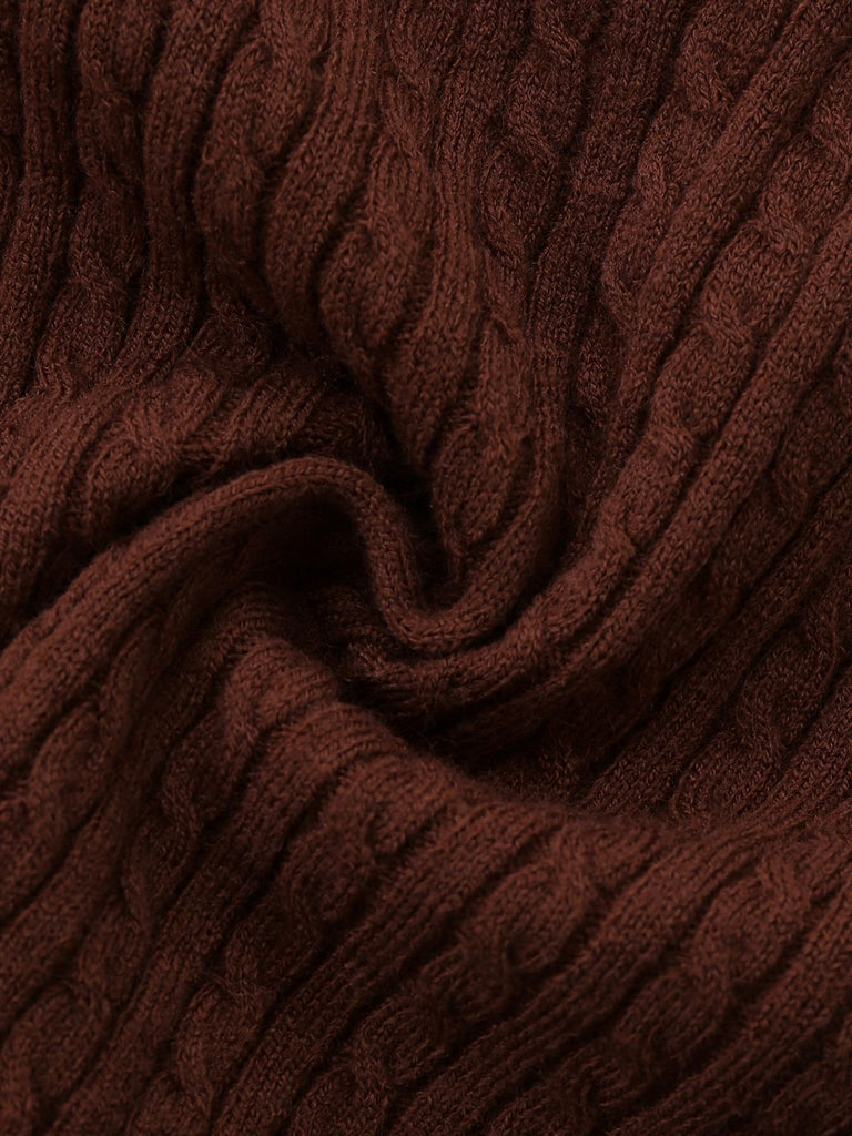Gilet tricoté marron style faux chemisier 2 pièces années 1940