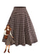 Jupe à carreaux vichy marron taille large des années 1940