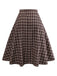 Jupe à carreaux vichy marron taille large des années 1940