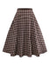 Jupe à carreaux vichy marron taille large des années 1940