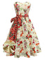 Robe bustier à nœud papillon et canne de Noël années 50