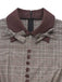 Robe à carreaux marron col revers et nœud papillon années 1950