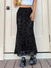 Jupe sirène maxi imprimé floral floqué années 1930