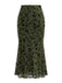 Jupe sirène maxi imprimé floral floqué années 1930