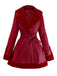 Manteau à capuche et col en fourrure en cuir des années 1950