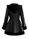 Manteau à capuche et col en fourrure en cuir des années 1950
