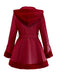 Manteau à capuche et col en fourrure en cuir des années 1950