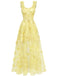 Robe Maxi Verte Bretelles Épaghetti Papillons 3D Maille Années 1930