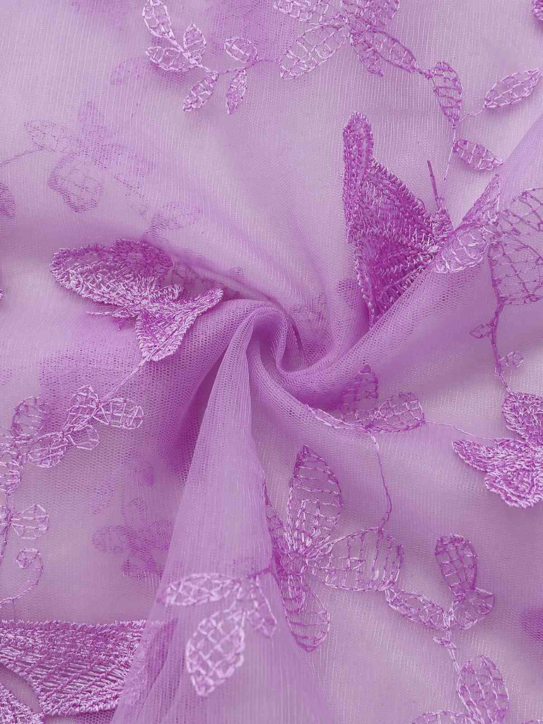Robe Maxi Verte Bretelles Épaghetti Papillons 3D Maille Années 1930