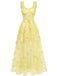 Robe Maxi Verte Bretelles Épaghetti Papillons 3D Maille Années 1930