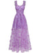 Robe Maxi Verte Bretelles Épaghetti Papillons 3D Maille Années 1930