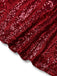 Robe en maille à paillettes col décolleté en V profond rouge vin des années 1950