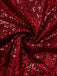 Robe en maille à paillettes col décolleté en V profond rouge vin des années 1950