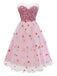 Robe bustier rose en maille à sequins et fourrure années 1950