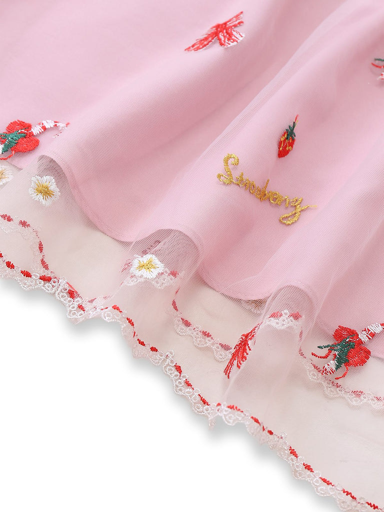 Robe bustier rose en maille à sequins et fourrure années 1950