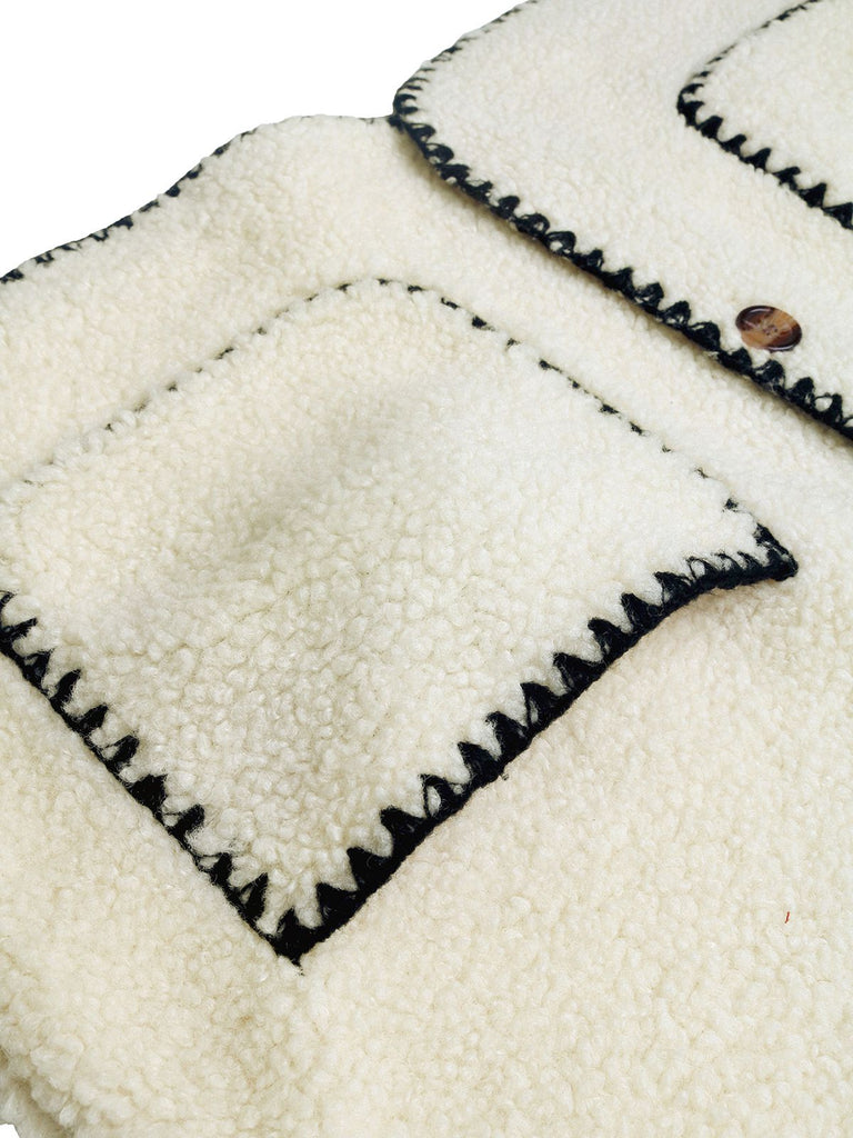 Gilet beige poches en fausse laine années 1950