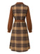 Robe chemise marron à carreaux en velours côtelé années 1950