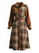 Robe chemise marron à carreaux en velours côtelé années 1950