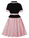 Robe trapèze à ceinture et revers à pois années 1950