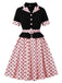 Robe trapèze à ceinture et revers à pois années 1950