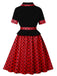 Robe trapèze à ceinture et revers à pois années 1950