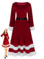 Robe Père Noël velours avec bordure en fausse fourrure années 1940