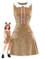 Robe marron en velours de Noël style pain d'épices des années 1960