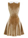 Robe marron en velours de Noël style pain d'épices des années 1960