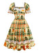 [Prévente] Robe patchwork multicolore en dentelle et tartan de Noël des années 1950