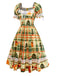 [Prévente] Robe patchwork multicolore en dentelle et tartan de Noël des années 1950