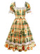 [Prévente] Robe patchwork multicolore en dentelle et tartan de Noël des années 1950