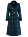 Manteau à carreaux bleue et verte en col cranté années 1940