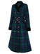 Manteau à carreaux bleue et verte en col cranté années 1940