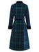 Manteau à carreaux bleue et verte en col cranté années 1940